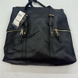 INC Haili Black Leather Backpack with Gold Accents ✨🖤